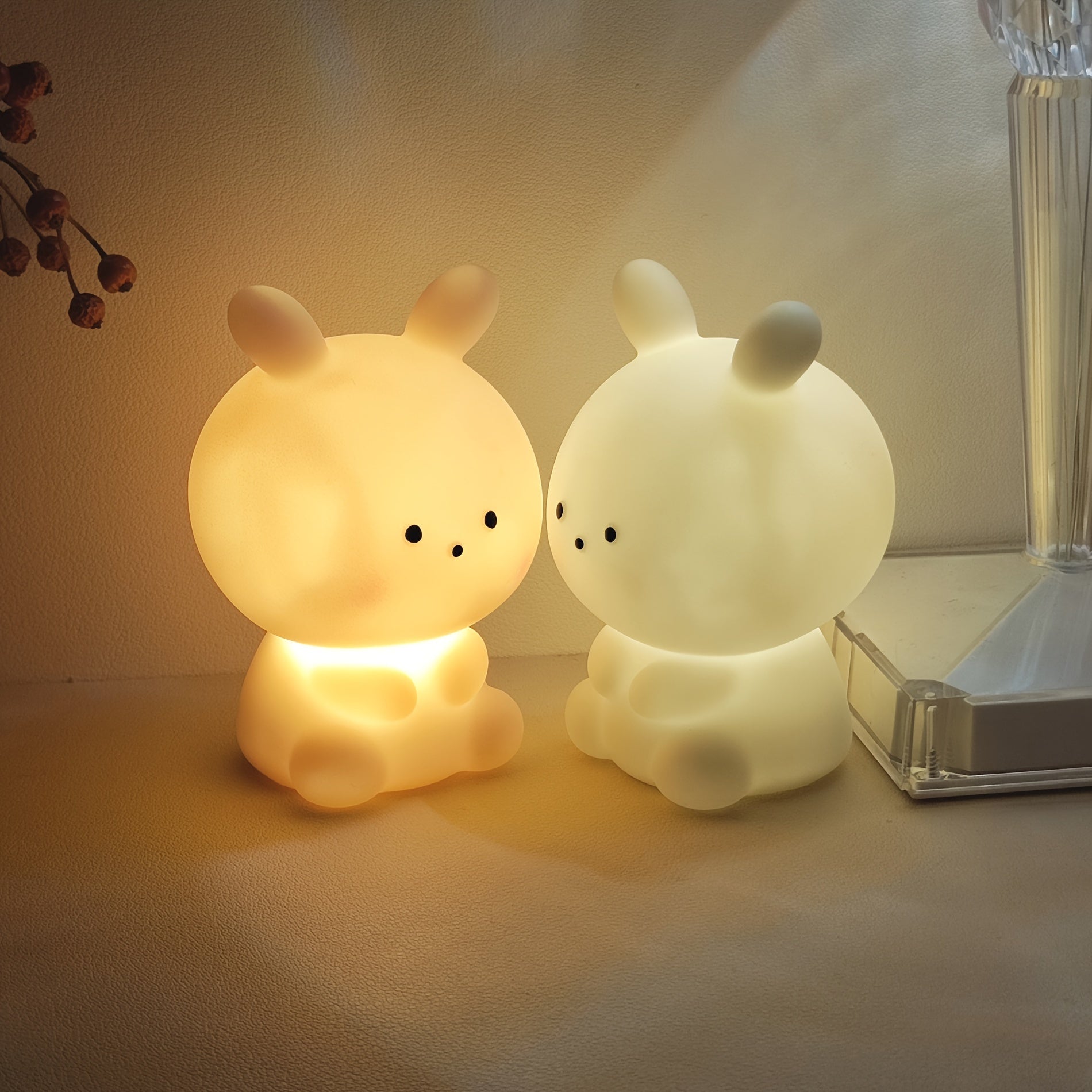 BunnyBright - Large-headed Rabbit LED Table Lamp with Battery Power and Anime Design
