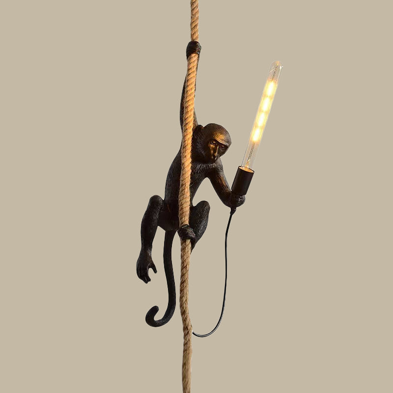 Lâmpada de Teto Macaco Brincalhão - Pendente Simples com Corda de Cânhamo