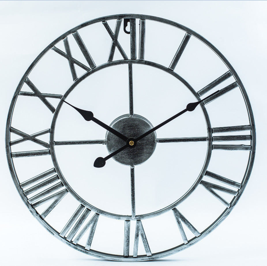 Large Retro Wall Clock made of Iron in Vintage Style