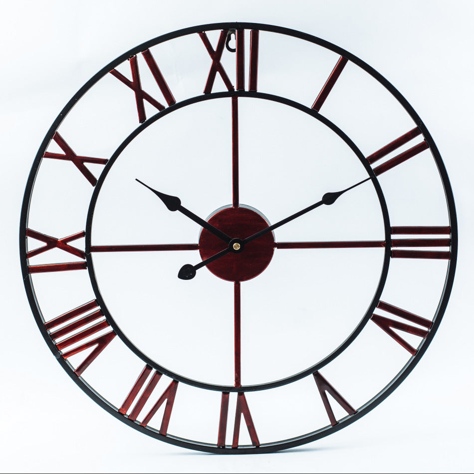 Large Retro Wall Clock made of Iron in Vintage Style