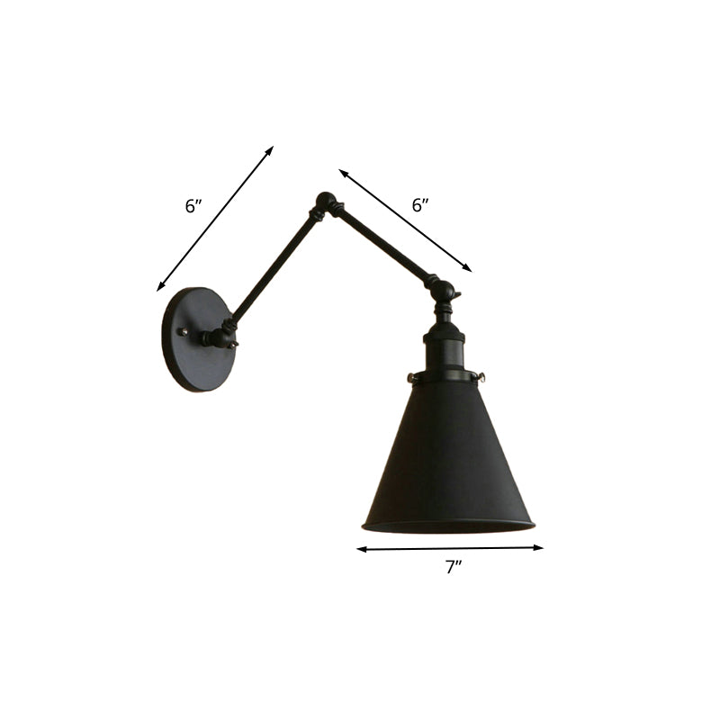 IndustrialFarm - Lampada da parete a muro conico in stile fattoria nera/ruggine