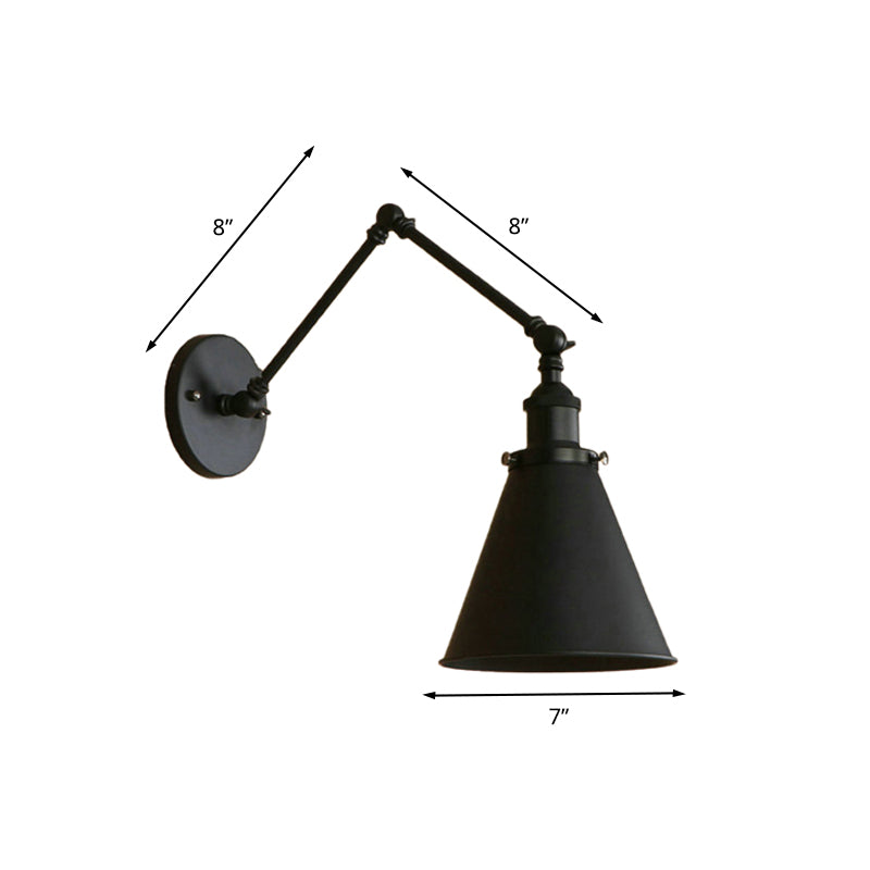 IndustrialFarm - Lampada da parete a muro conico in stile fattoria nera/ruggine