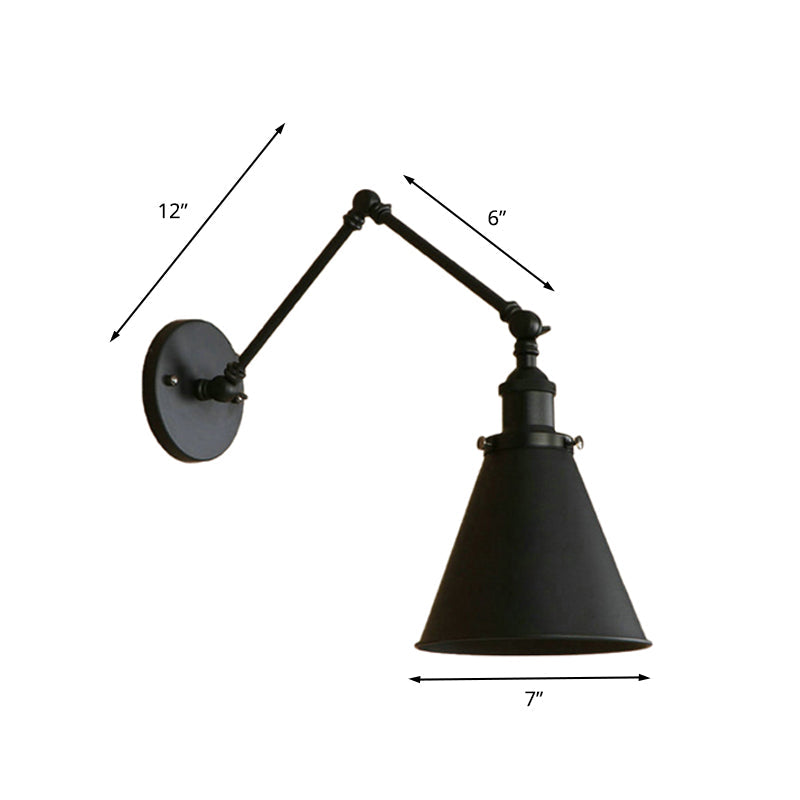 IndustrialFarm - Lampada da parete a muro conico in stile fattoria nera/ruggine