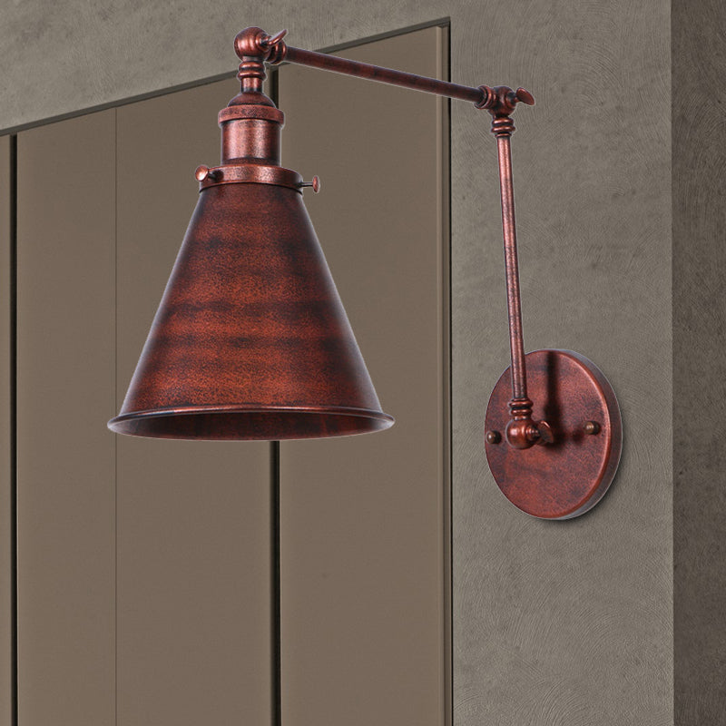 IndustrialFarm - Lampada da parete a muro conico in stile fattoria nera/ruggine