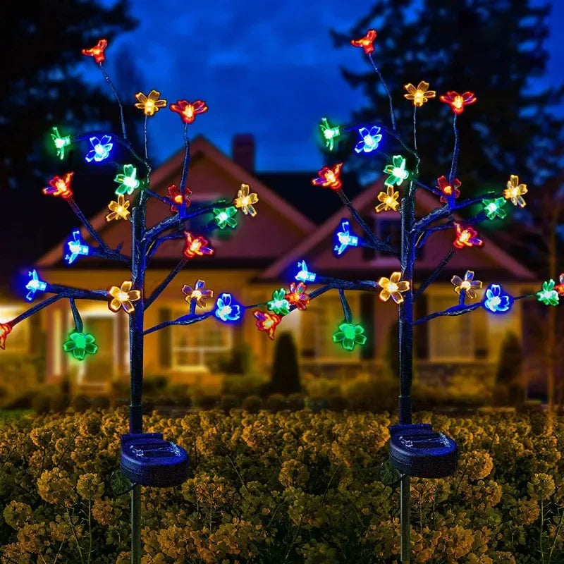 LumiBlossom - Luz colgante LED solar con flor de durazno – Resistente a la intemperie y eficiente energéticamente