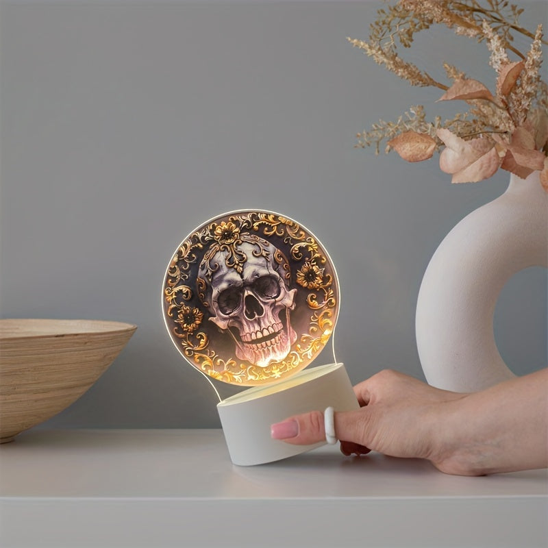 LumiSkull - USB Skull Night Lamp, Colorful Acrylic Table Lamp for Bedroom & Halloween Decoration