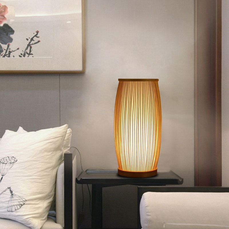 BambooGlow - Lampada da Tavolo in Bambù Lampada Notturna – Lampada in Legno Elegante