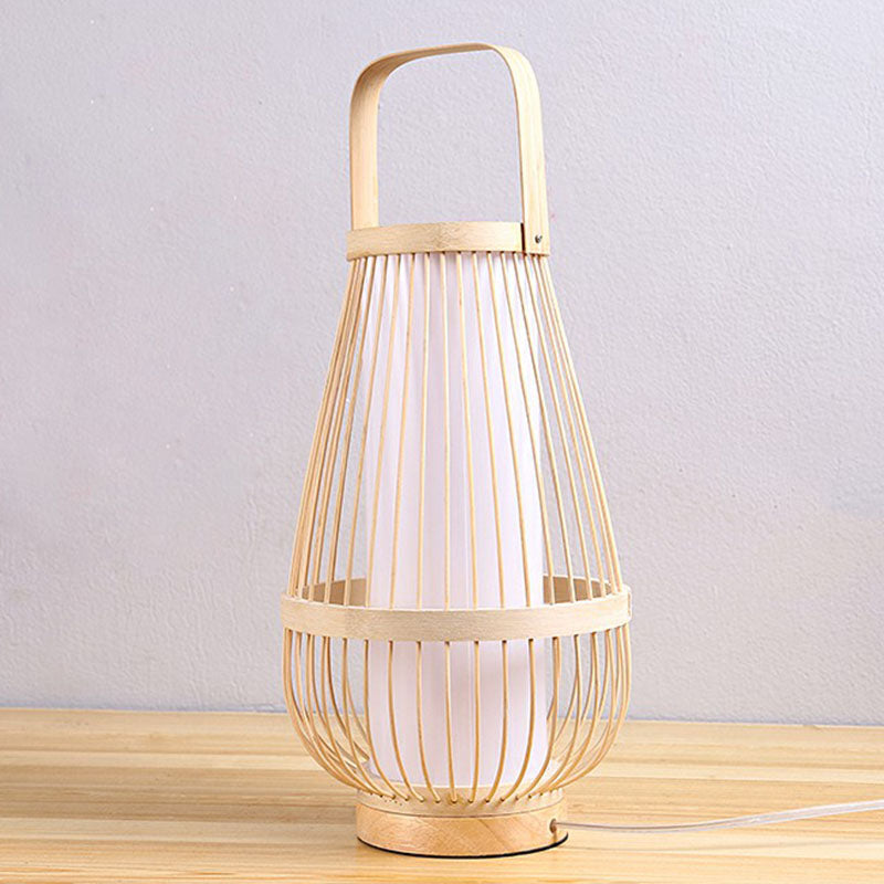 Candeeiro de Mesa em Bambu em Forma de Minhoca - Luz Minimalista para Mesa de Cabeceira em Madeira