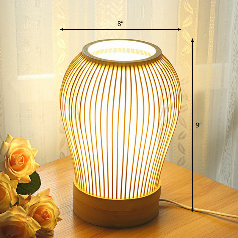 Lampada da Comodino Gearceerde - Illuminazione da Tavolo Contemporanea in Bambù e Legno