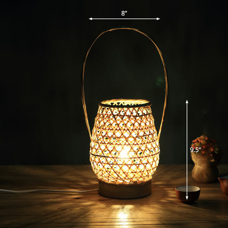 Lampada da Comodino Gearceerde - Illuminazione da Tavolo Contemporanea in Bambù e Legno