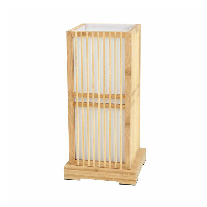 Lampada da Comodino Gearceerde - Illuminazione da Tavolo Contemporanea in Bambù e Legno