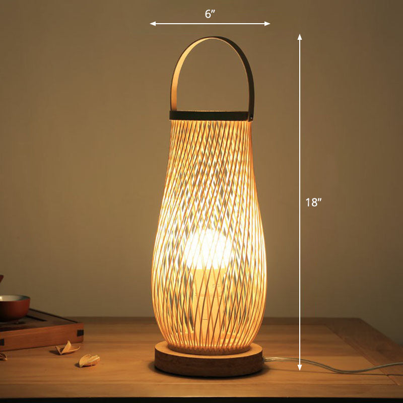 Lampada da Comodino Gearceerde - Illuminazione da Tavolo Contemporanea in Bambù e Legno