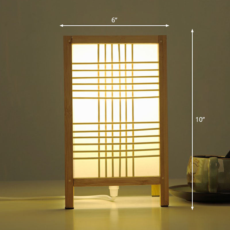 Lampada da Comodino Gearceerde - Illuminazione da Tavolo Contemporanea in Bambù e Legno