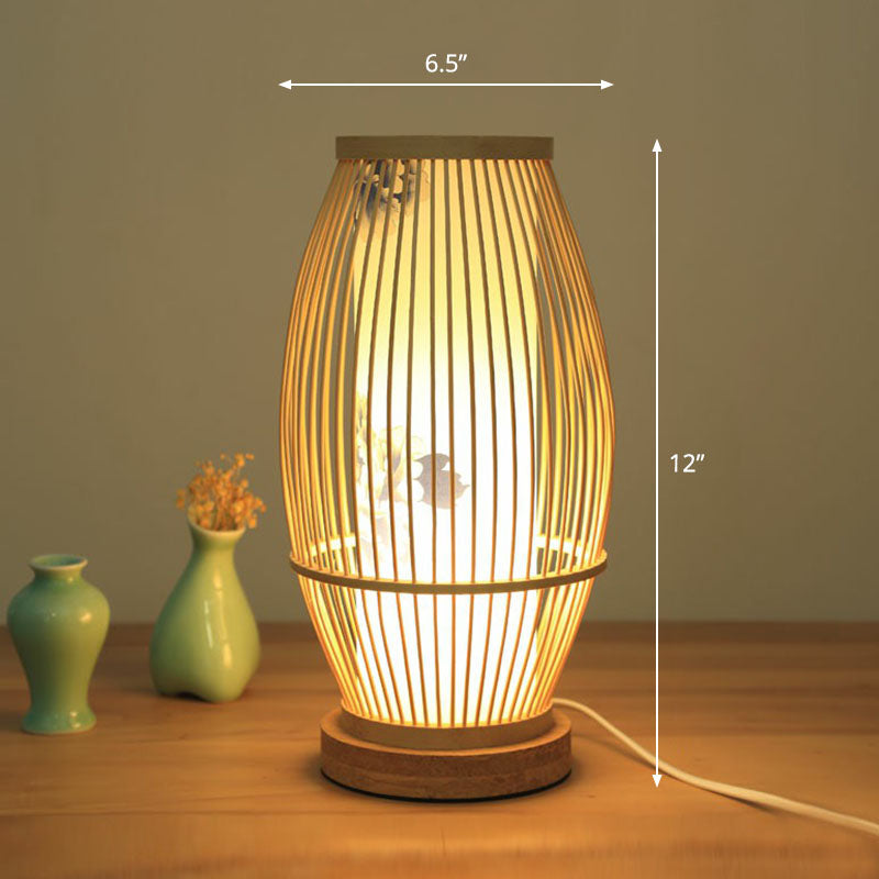 Lampada da Comodino Gearceerde - Illuminazione da Tavolo Contemporanea in Bambù e Legno