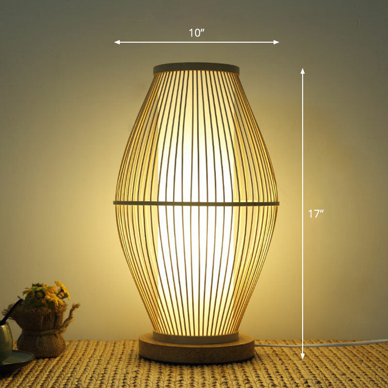 Lampada da Comodino Gearceerde - Illuminazione da Tavolo Contemporanea in Bambù e Legno