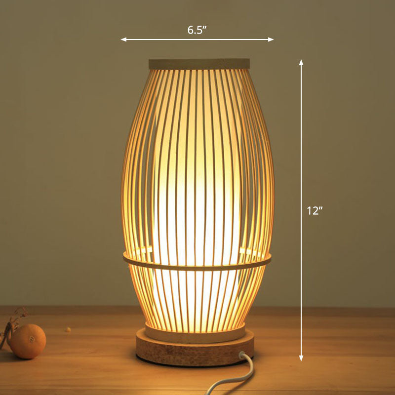 Lampada da Comodino Gearceerde - Illuminazione da Tavolo Contemporanea in Bambù e Legno