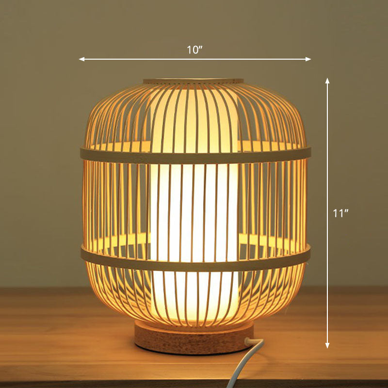 Lampada da Comodino Gearceerde - Illuminazione da Tavolo Contemporanea in Bambù e Legno