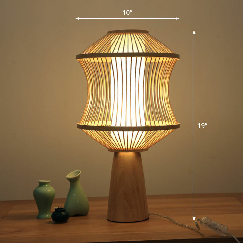 Lampada da Comodino Gearceerde - Illuminazione da Tavolo Contemporanea in Bambù e Legno