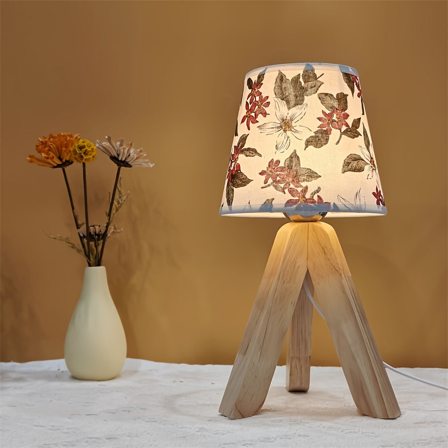 BloemLamp - Lampada da tavolo LED moderna con base in legno, alimentata via USB