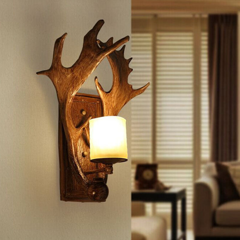 RusticAntler - Lampada da parete rustica con una lampadina