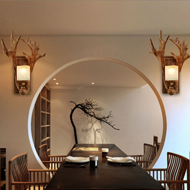 RusticAntler - Lampada da parete rustica con una lampadina