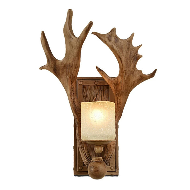RusticAntler - Lampada da parete rustica con una lampadina
