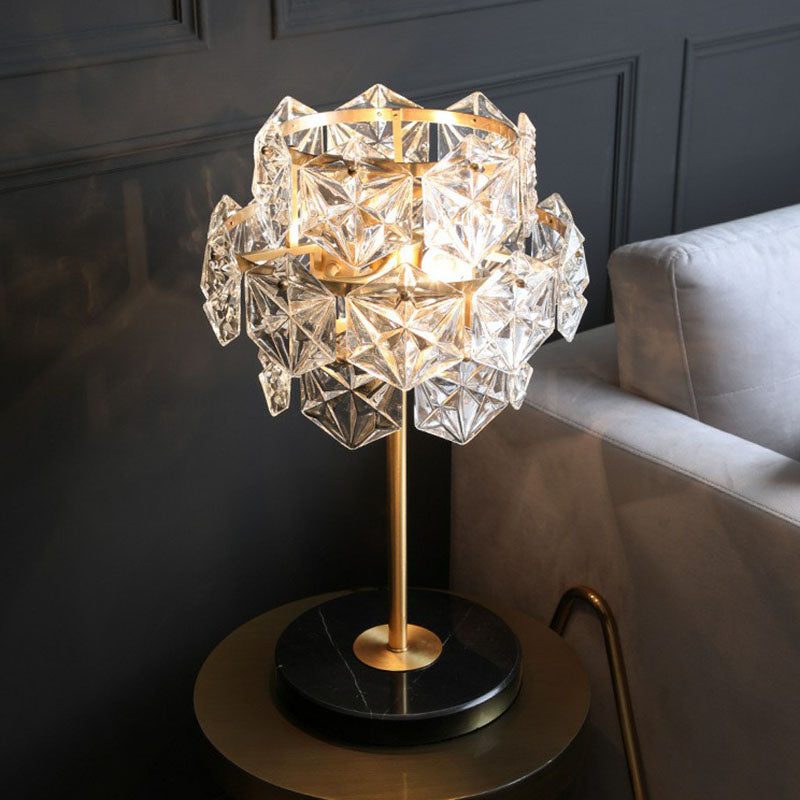 Lampada da comodino a fiocco di neve in cristallo - Lampada da tavolo postmoderna con 2 sfere in oro
