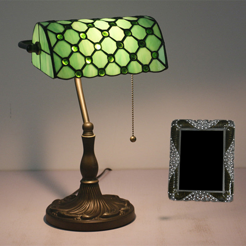 Lampada da tavolo a mezza cilindro - Lampada da comodino antica a 1 luce con catena a tirante