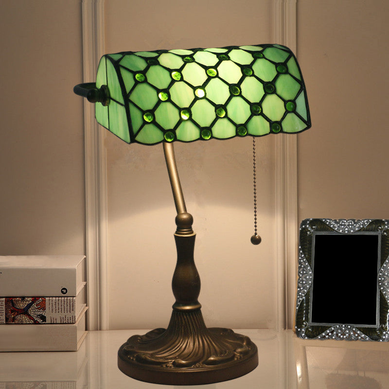 Lampada da tavolo a mezza cilindro - Lampada da comodino antica a 1 luce con catena a tirante