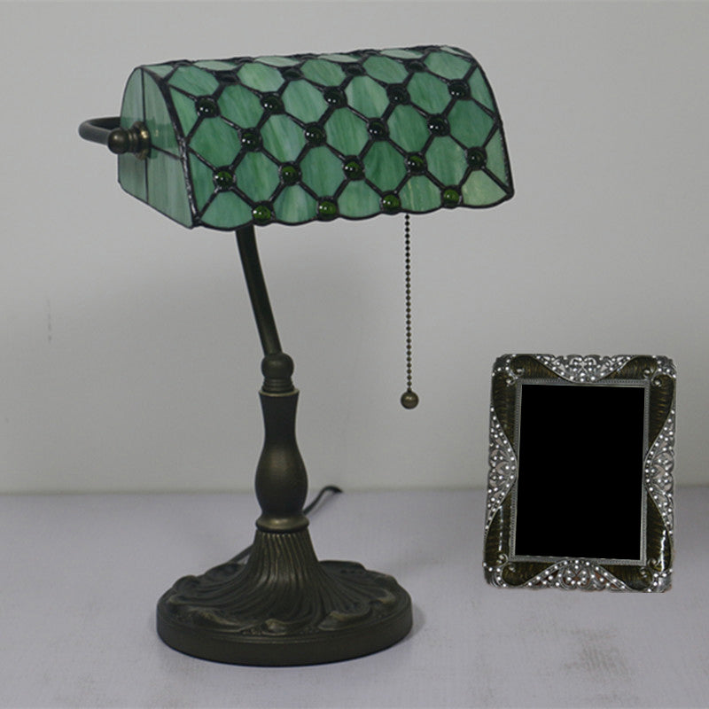 Lampada da tavolo a mezza cilindro - Lampada da comodino antica a 1 luce con catena a tirante