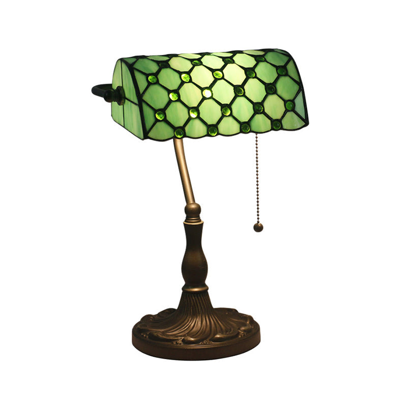 Lampada da tavolo a mezza cilindro - Lampada da comodino antica a 1 luce con catena a tirante