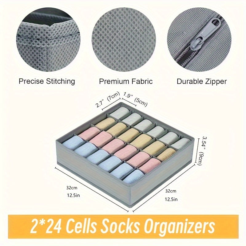 Set da 2 Organizer pieghevole per calze e biancheria intima con 24 scomparti