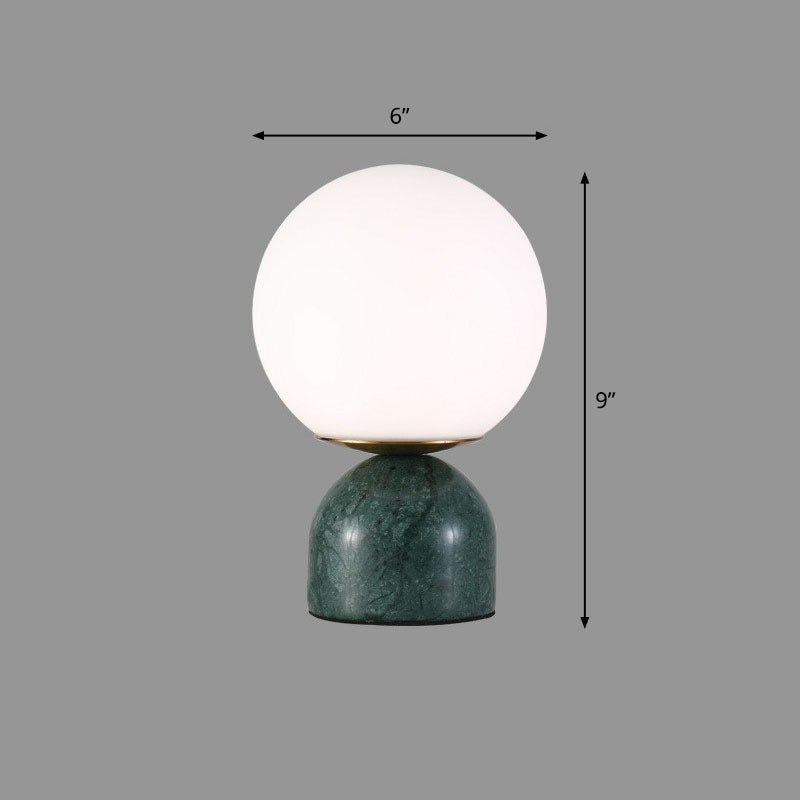 NordicGlow - Candeeiro de Mesa Moderno com Base em Mármore e Globo de Vidro