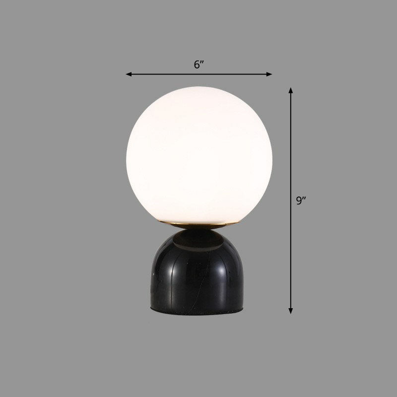 NordicGlow - Candeeiro de Mesa Moderno com Base em Mármore e Globo de Vidro