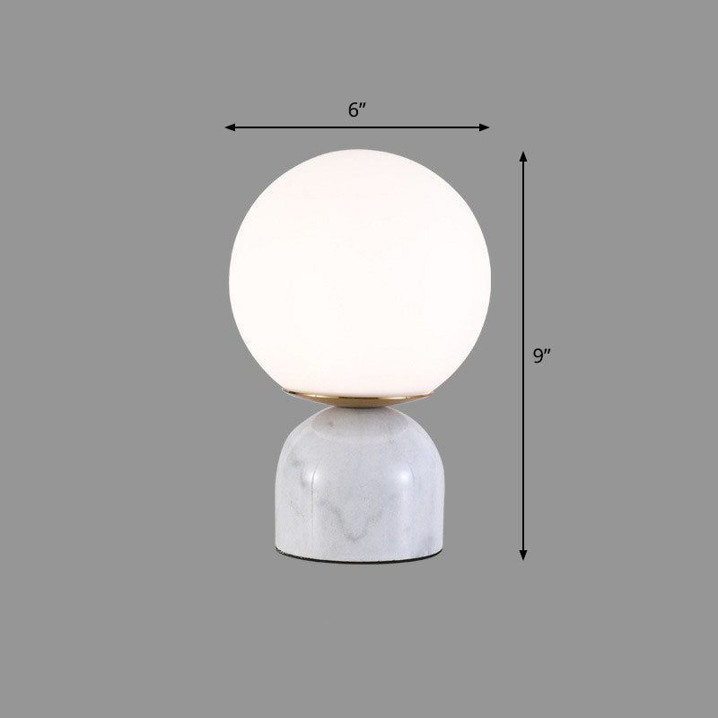 NordicGlow - Candeeiro de Mesa Moderno com Base em Mármore e Globo de Vidro