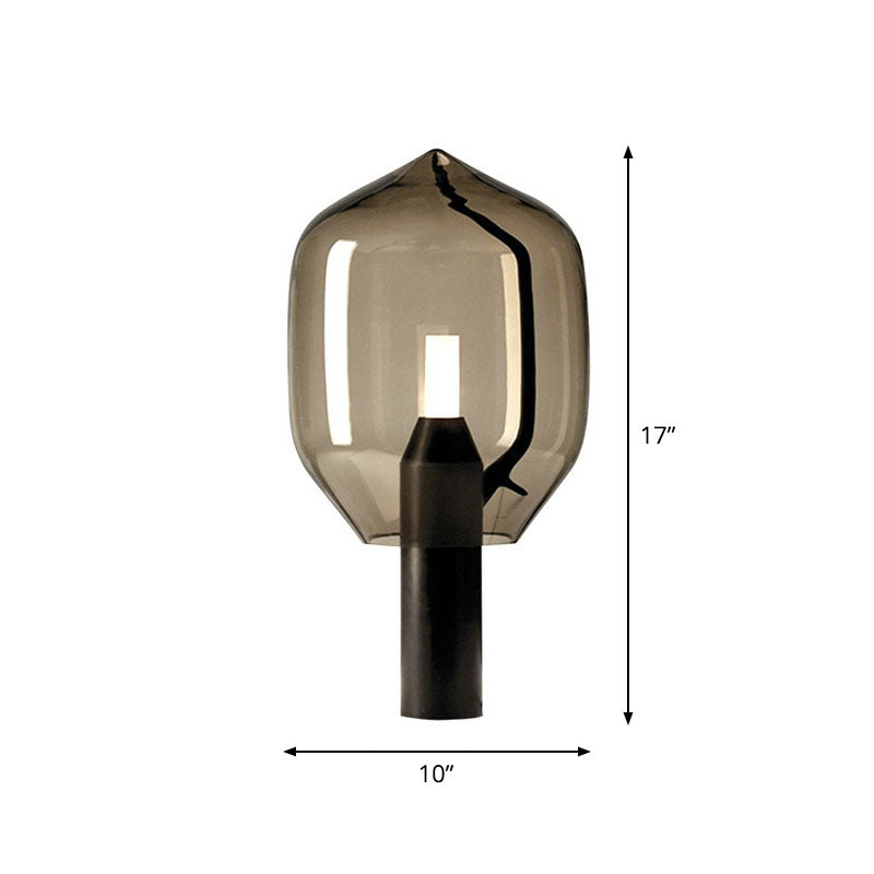 Lampada da Tavolo Bocciolo di Fiore in Vetro - Moderna Luce Notturna Nera per Soggiorno