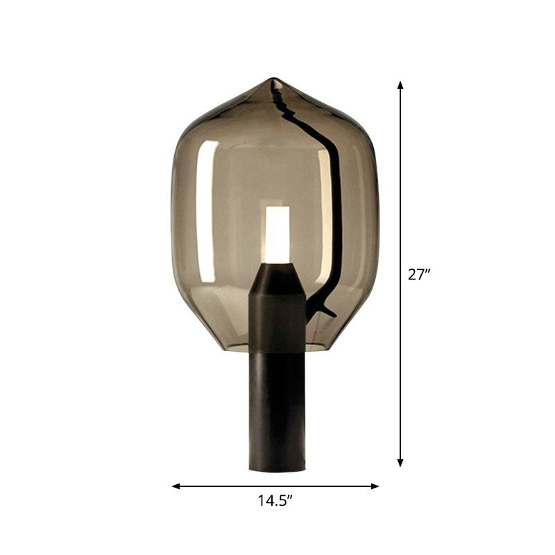 Lampada da Tavolo Bocciolo di Fiore in Vetro - Moderna Luce Notturna Nera per Soggiorno