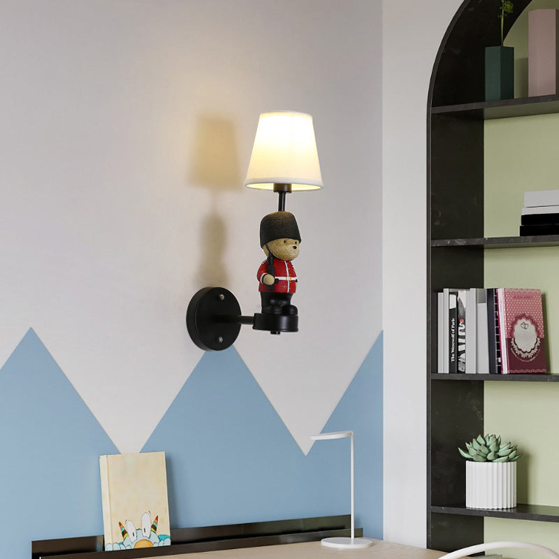 Applique da parete Empire Shade - Lampada da parete in tessuto Kinderstijl nera con decorazione Trooper