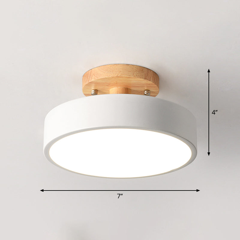 Lampada da soffitto LED Semplice in legno Semi incasso con paralume acrilico rotondo