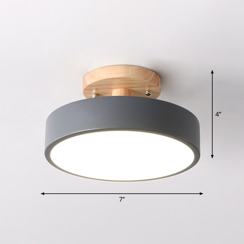 Lampada da soffitto LED Semplice in legno Semi incasso con paralume acrilico rotondo
