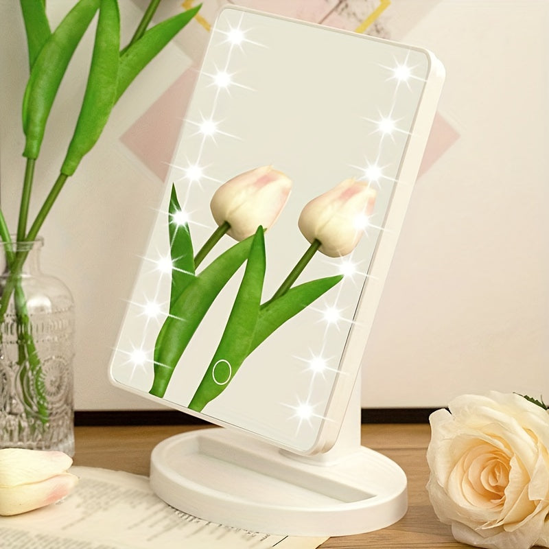 Specchio per Trucco Illuminato 16LED – Alimentazione Doppia, Con Touch Screen e Luminosità Regolabile, Alimentato da USB