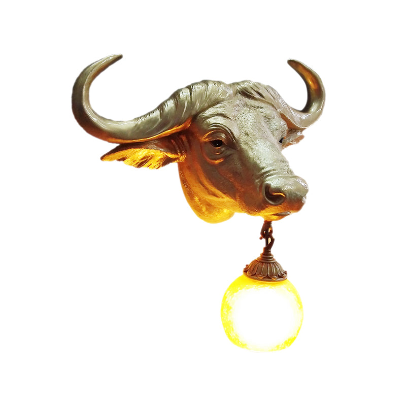 BuffaloGlow - Lámpara de pared dorada con bola de cristal
