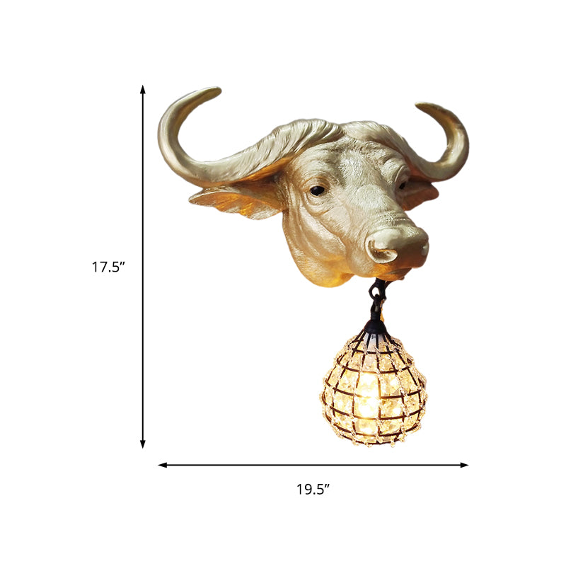 BuffaloGlow - Lámpara de pared dorada con bola de cristal