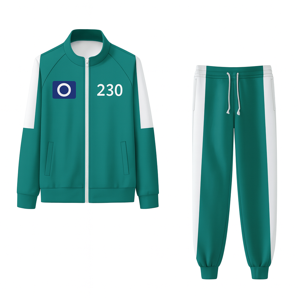 Unisex Tracksuit Green Number Design Comfortable Outfit