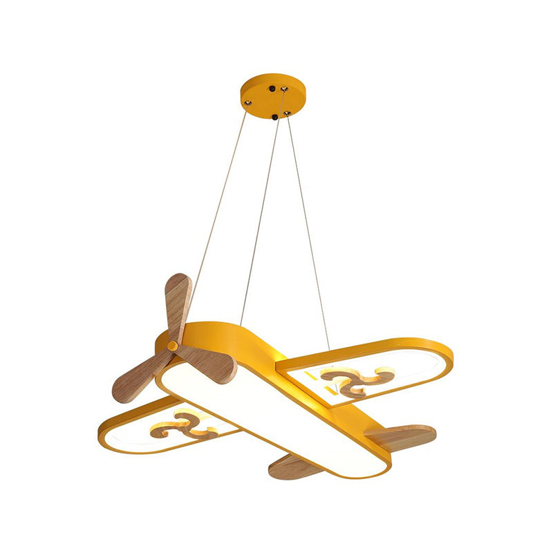 Candeeiro suspenso para quarto infantil em forma de avião com LED e lustre