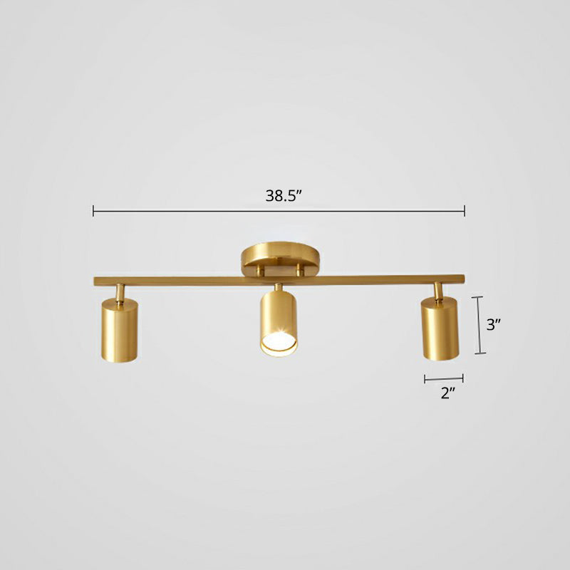 Lámpara de techo LED minimalista con riel tubular dorado y pantalla metálica