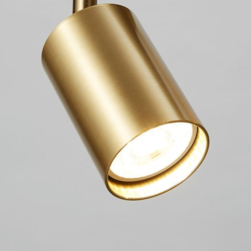 Lámpara de techo LED minimalista con riel tubular dorado y pantalla metálica