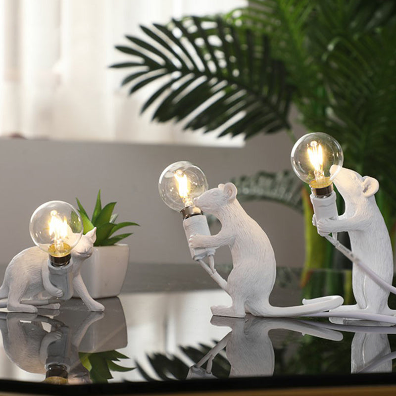 Lampada da tavolo a forma di topo in stile bambino - Resina, luce notturna a 1 luce per camera da letto