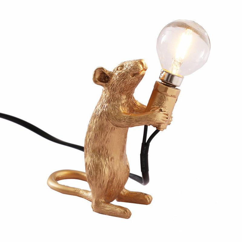 Lampada da tavolo a forma di topo in stile bambino - Resina, luce notturna a 1 luce per camera da letto