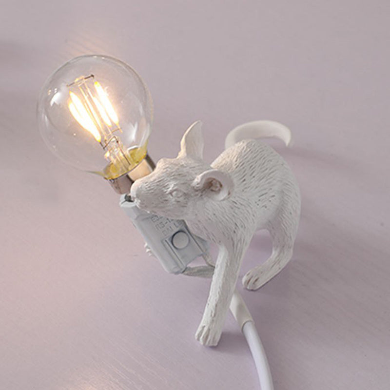 Lampada da tavolo a forma di topo in stile bambino - Resina, luce notturna a 1 luce per camera da letto